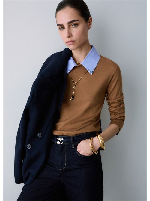 Maglia con dettaglio popeline LIU JO | WF6452MA16R/L9440